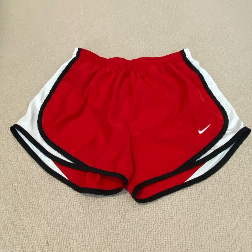 Nike Women's Red and White Athletic Shorts